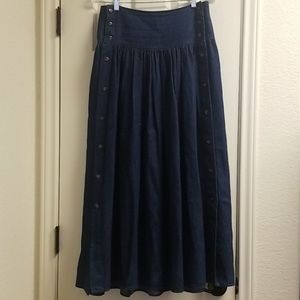 Vintage blue jean boho prairie mom skirt